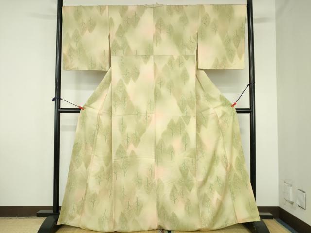 平和屋着物●上質な小紋　樹林文　暈し染め　正絹　逸品　DABH0770op