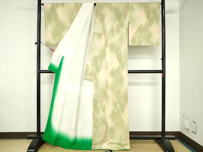平和屋着物●上質な小紋　樹林文　暈し染め　正絹　逸品　DABH0770op