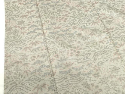 平和屋着物●本場大島紬　7マルキ　風景花松文　正絹　逸品　DABH0771op