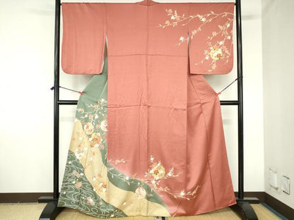 平和屋着物●訪問着　道長花筏文　暈し染め　金彩　正絹　逸品　DABH0773op