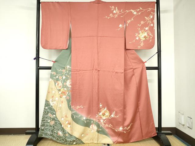 平和屋着物●訪問着　道長花筏文　暈し染め　金彩　正絹　逸品　DABH0773op