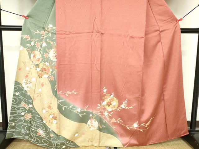 平和屋着物●訪問着　道長花筏文　暈し染め　金彩　正絹　逸品　DABH0773op