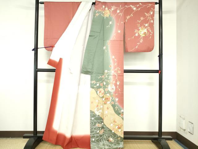 平和屋着物●訪問着　道長花筏文　暈し染め　金彩　正絹　逸品　DABH0773op
