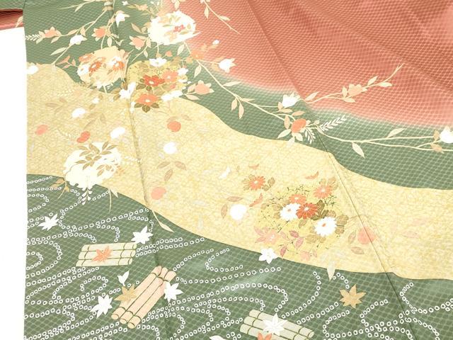 平和屋着物●訪問着　道長花筏文　暈し染め　金彩　正絹　逸品　DABH0773op