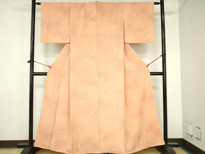 平和屋着物●上質な小紋　地紋起こし　笹の葉文　暈し染め　正絹　逸品　DABH0777op
