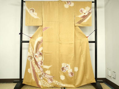 平和屋着物●創業460年・千總　訪問着　駒刺繍　絞り　雪輪花文　金彩　正絹　逸品　DABH0778op