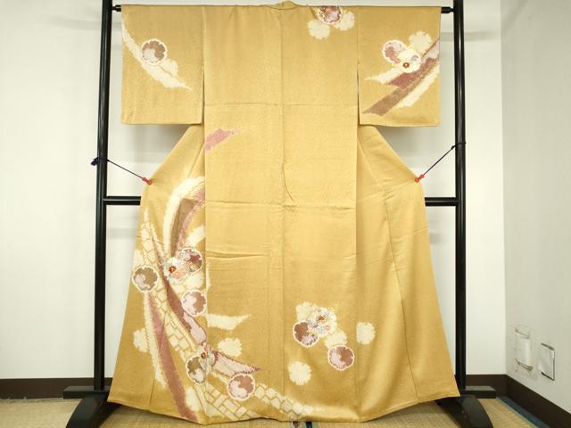 平和屋着物●創業460年・千總　訪問着　駒刺繍　絞り　雪輪花文　金彩　正絹　逸品　DABH0778op