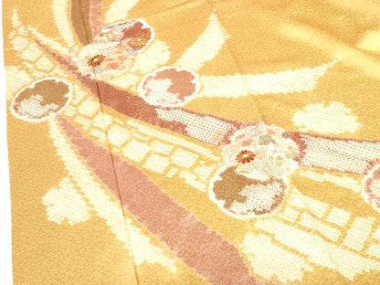 平和屋着物●創業460年・千總　訪問着　駒刺繍　絞り　雪輪花文　金彩　正絹　逸品　DABH0778op