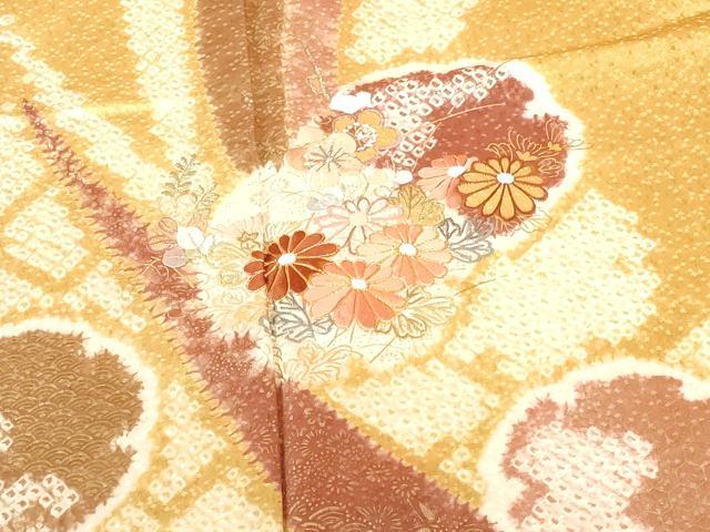 平和屋着物●創業460年・千總　訪問着　駒刺繍　絞り　雪輪花文　金彩　正絹　逸品　DABH0778op