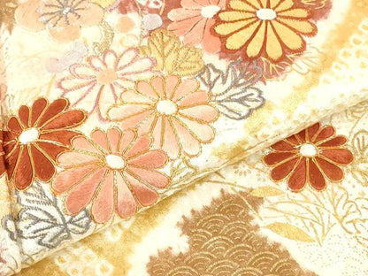 平和屋着物●創業460年・千總　訪問着　駒刺繍　絞り　雪輪花文　金彩　正絹　逸品　DABH0778op