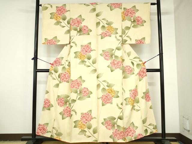 平和屋着物●上質な小紋　紫陽花　正絹　逸品　未使用　DABH0780op