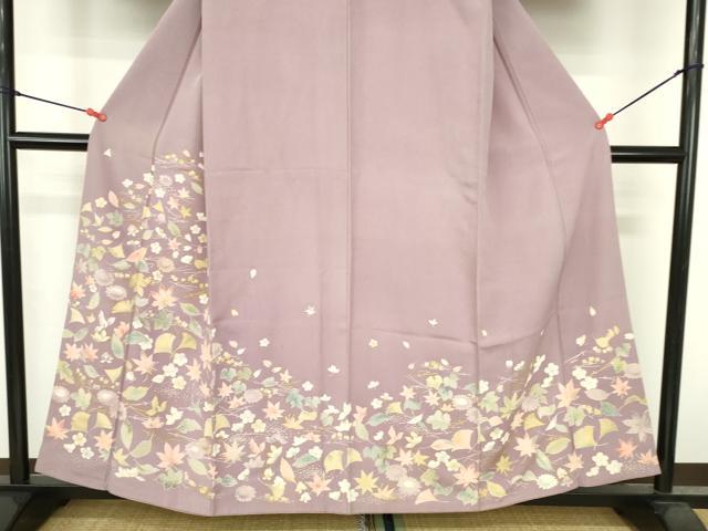 平和屋着物●訪問着　吹き寄せ花文　金彩　正絹　逸品　DABH0781op