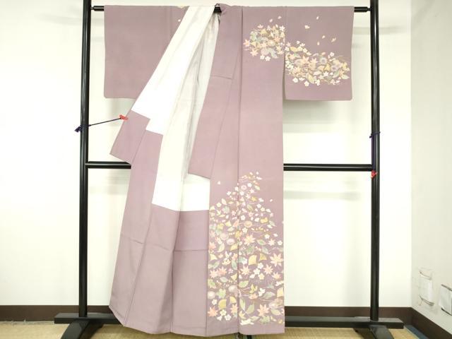 平和屋着物●訪問着　吹き寄せ花文　金彩　正絹　逸品　DABH0781op
