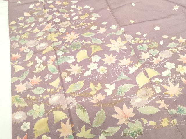 平和屋着物●訪問着　吹き寄せ花文　金彩　正絹　逸品　DABH0781op