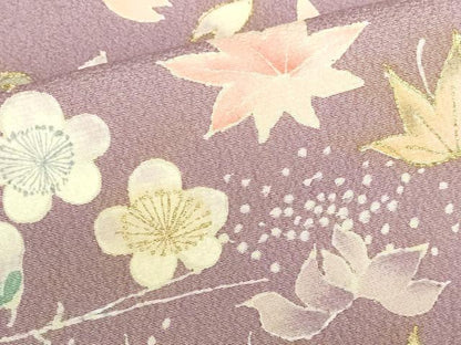 平和屋着物●訪問着　吹き寄せ花文　金彩　正絹　逸品　DABH0781op