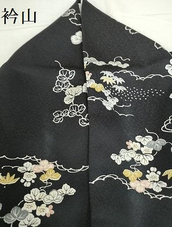 平和屋着物●上質な小紋　蔦の葉花文　黒地　正絹　逸品　DABH0782op