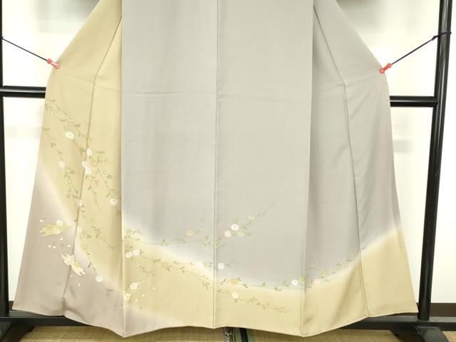 平和屋着物●訪問着　刺繍　花筏文　暈し染め　正絹　逸品　DABH0783op