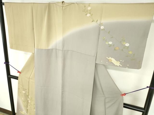 平和屋着物●訪問着　刺繍　花筏文　暈し染め　正絹　逸品　DABH0783op