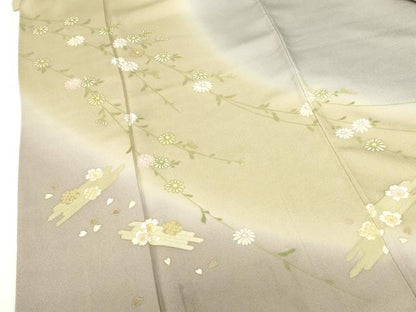 平和屋着物●訪問着　刺繍　花筏文　暈し染め　正絹　逸品　DABH0783op