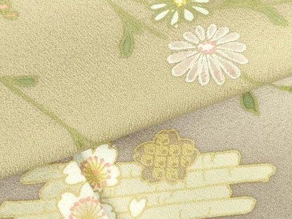 平和屋着物●訪問着　刺繍　花筏文　暈し染め　正絹　逸品　DABH0783op