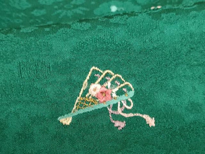 平和屋着物●上質な小紋　総刺繍　檜扇花文　金糸　正絹　逸品　DABH0784op