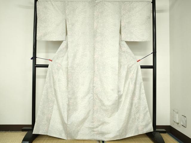 平和屋着物●本場大島紬　白大島　幾何学文様　正絹　逸品　DABH0786op