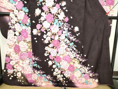 平和屋着物●豪華振袖　ラインストーン　牡丹　草花　暈し染め　金彩　正絹　逸品　DABH0789op
