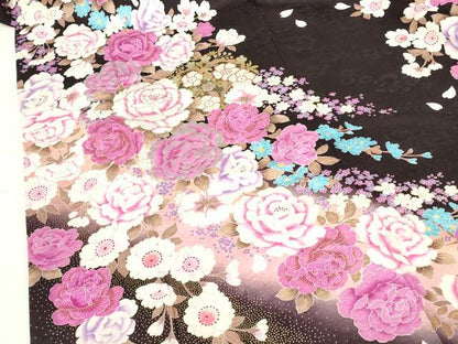 平和屋着物●豪華振袖　ラインストーン　牡丹　草花　暈し染め　金彩　正絹　逸品　DABH0789op