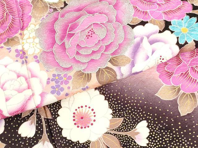 平和屋着物●豪華振袖　ラインストーン　牡丹　草花　暈し染め　金彩　正絹　逸品　DABH0789op