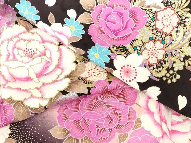 平和屋着物●豪華振袖　ラインストーン　牡丹　草花　暈し染め　金彩　正絹　逸品　DABH0789op