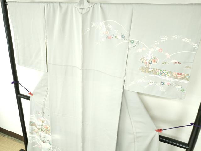 平和屋着物●訪問着　駒刺繍　草花　枝梅　暈し染め　金彩　正絹　逸品　DABH0790op