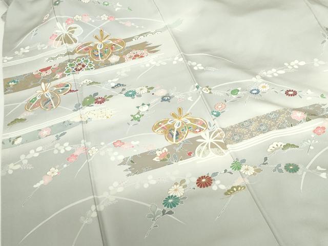 平和屋着物●訪問着　駒刺繍　草花　枝梅　暈し染め　金彩　正絹　逸品　DABH0790op