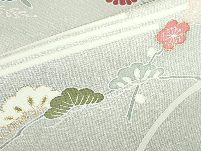 平和屋着物●訪問着　駒刺繍　草花　枝梅　暈し染め　金彩　正絹　逸品　DABH0790op