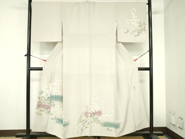 平和屋着物●京加賀友禅　松本健一　訪問着　横段枝花文　暈し染め　正絹　逸品　DABH0793op