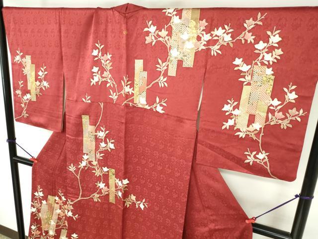 平和屋着物●訪問着　駒刺繍　短冊草花文　金彩　正絹　逸品　DABH0796op