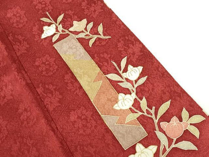 平和屋着物●訪問着　駒刺繍　短冊草花文　金彩　正絹　逸品　DABH0796op