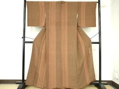 平和屋着物●上質な小紋　間道　染：左古義典作　鬼しぼ縮緬　正絹　逸品　DABH0797op