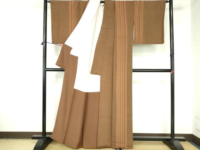 平和屋着物●上質な小紋　間道　染：左古義典作　鬼しぼ縮緬　正絹　逸品　DABH0797op
