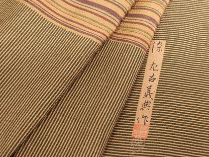 平和屋着物●上質な小紋　間道　染：左古義典作　鬼しぼ縮緬　正絹　逸品　DABH0797op