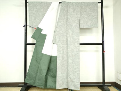 平和屋着物●結城紬　80亀甲　流水松文　正絹　逸品　DABH0799op