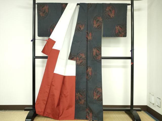 平和屋着物●本場大島紬　7マルキ　舞蝶文　正絹　逸品　DABH0800op