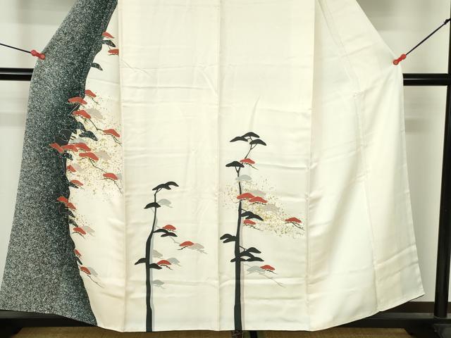 平和屋着物●訪問着　駒刺繍　枝松　金彩　正絹　逸品　DABH0801op