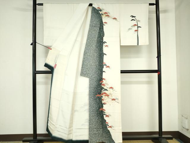 平和屋着物●訪問着　駒刺繍　枝松　金彩　正絹　逸品　DABH0801op