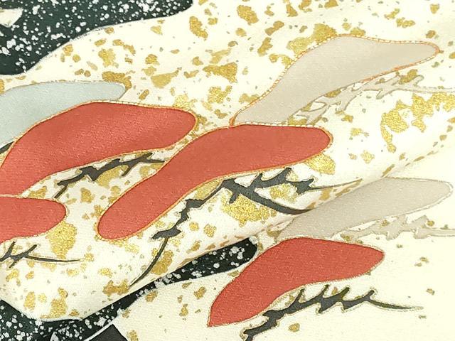 平和屋着物●訪問着　駒刺繍　枝松　金彩　正絹　逸品　DABH0801op