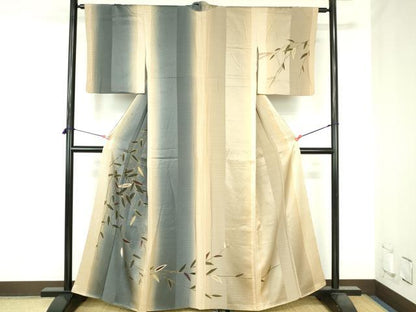 平和屋着物●訪問着　枝葉文　暈し染め　金彩　正絹　逸品　DABH0802op