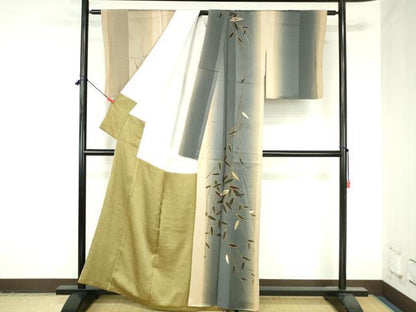 平和屋着物●訪問着　枝葉文　暈し染め　金彩　正絹　逸品　DABH0802op