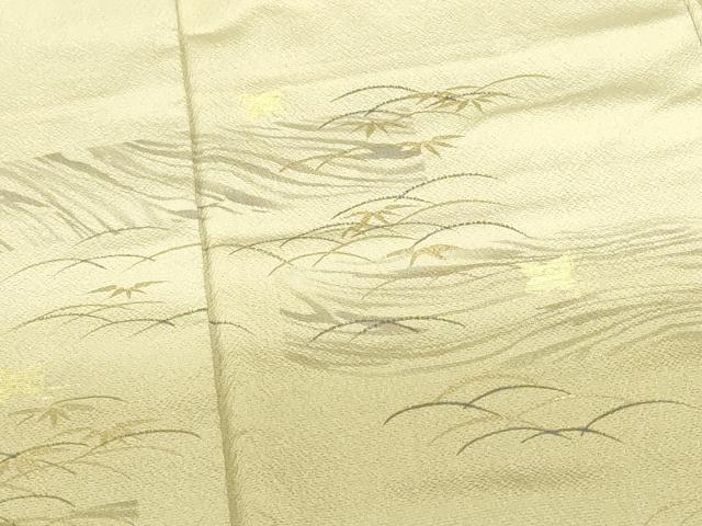 平和屋着物●訪問着　刺繍　千鳥　笹の葉花文　暈し染め　金彩　正絹　逸品　DABH0803op