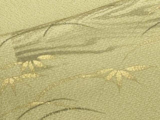 平和屋着物●訪問着　刺繍　千鳥　笹の葉花文　暈し染め　金彩　正絹　逸品　DABH0803op