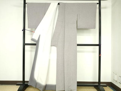 平和屋着物●ぜんまい紬　霞文　正絹　逸品　DABH0804op