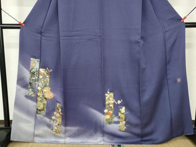 平和屋着物●漆工芸作家　金森一博　訪問着　短冊花文　暈し染め　金彩　正絹　逸品　DABH0806op